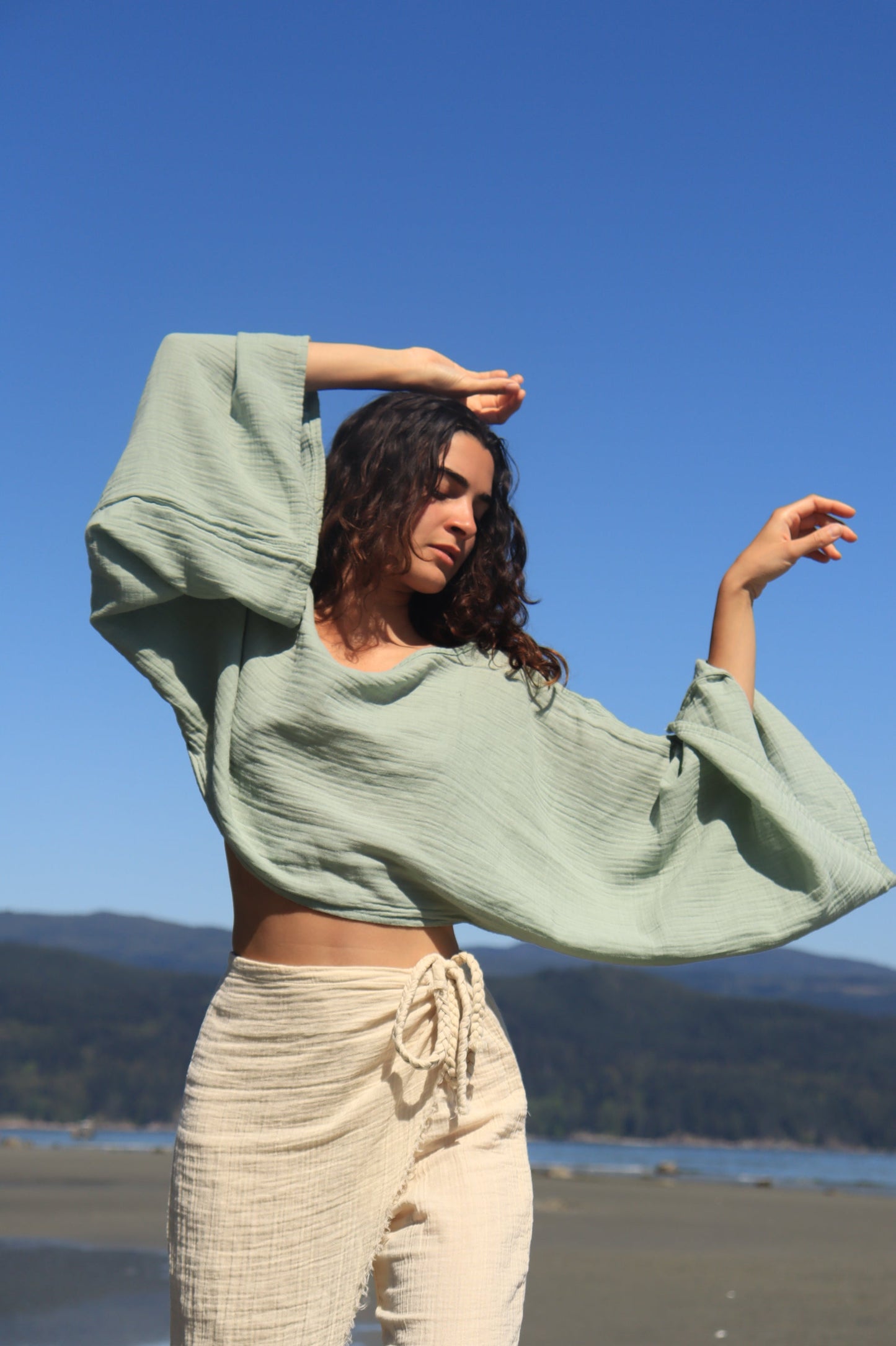 Organic Cotton Long Sleeve Crop Top