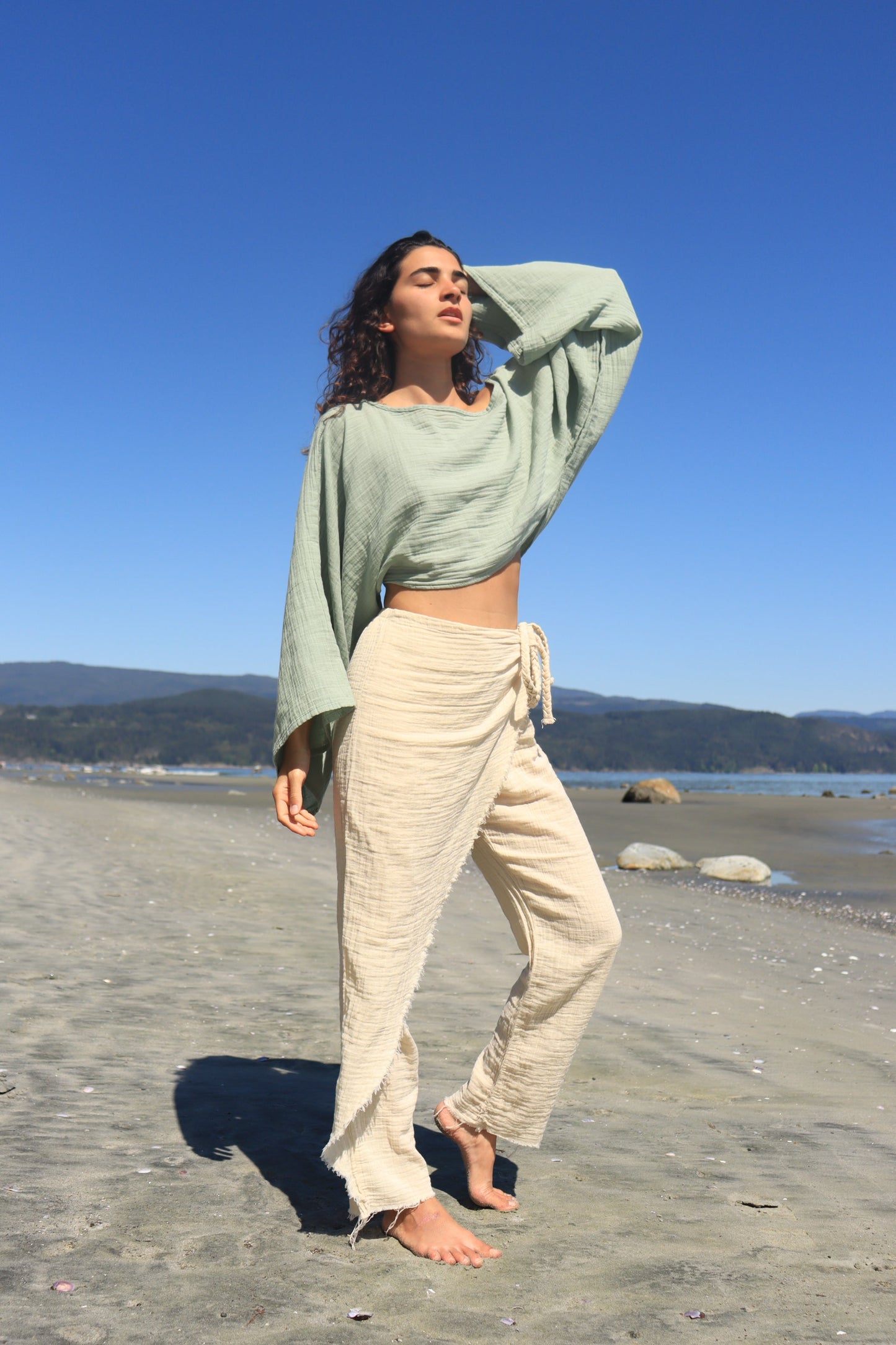 Organic Cotton Long Sleeve Crop Top